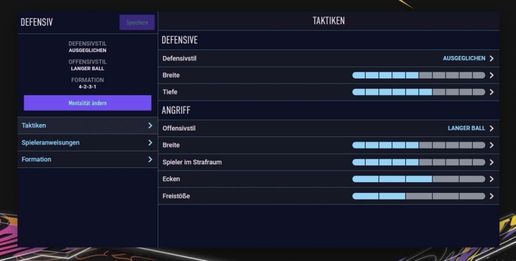 Taktik User Interface von Fifa 21